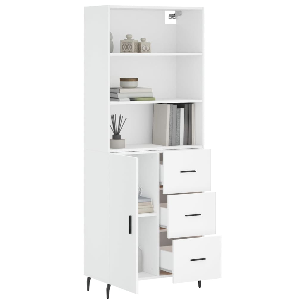 vidaXL Hoge kast 69,5x34x180 cm bewerkt hout wit afbeelding