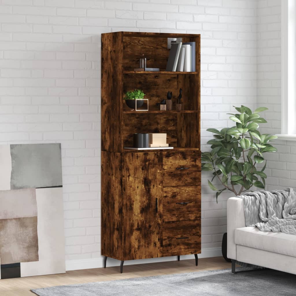 Skříň highboard kouřový dub 69,5 x 34 x 180 cm kompozitní dřevo