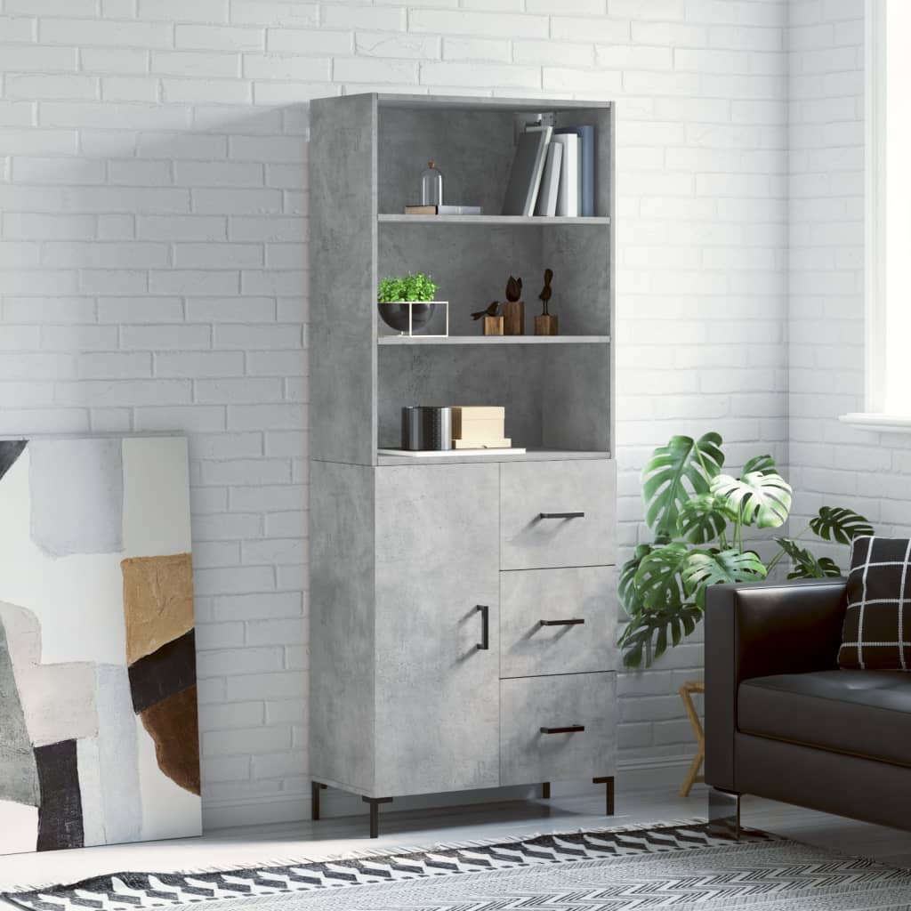 Skříň highboard betonově šedá 69,5x34x180 cm kompozitní dřevo