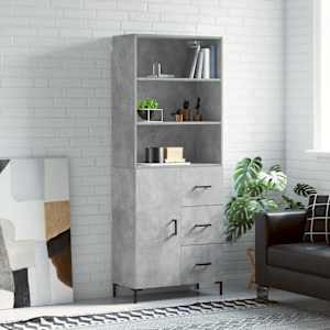 Skříň highboard betonově šedá 69,5x34x180 cm kompozitní dřevo - obrázek 1