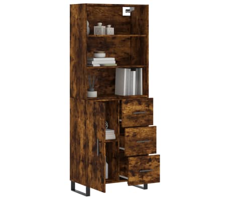 vidaXL Highboard Räuchereiche 69,5x34x180 cm Holzwerkstoff