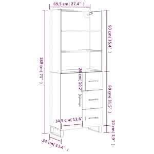 Skříň highboard šedá sonoma 69,5 x 34 x 180 cm kompozitní dřevo - obrázek 14