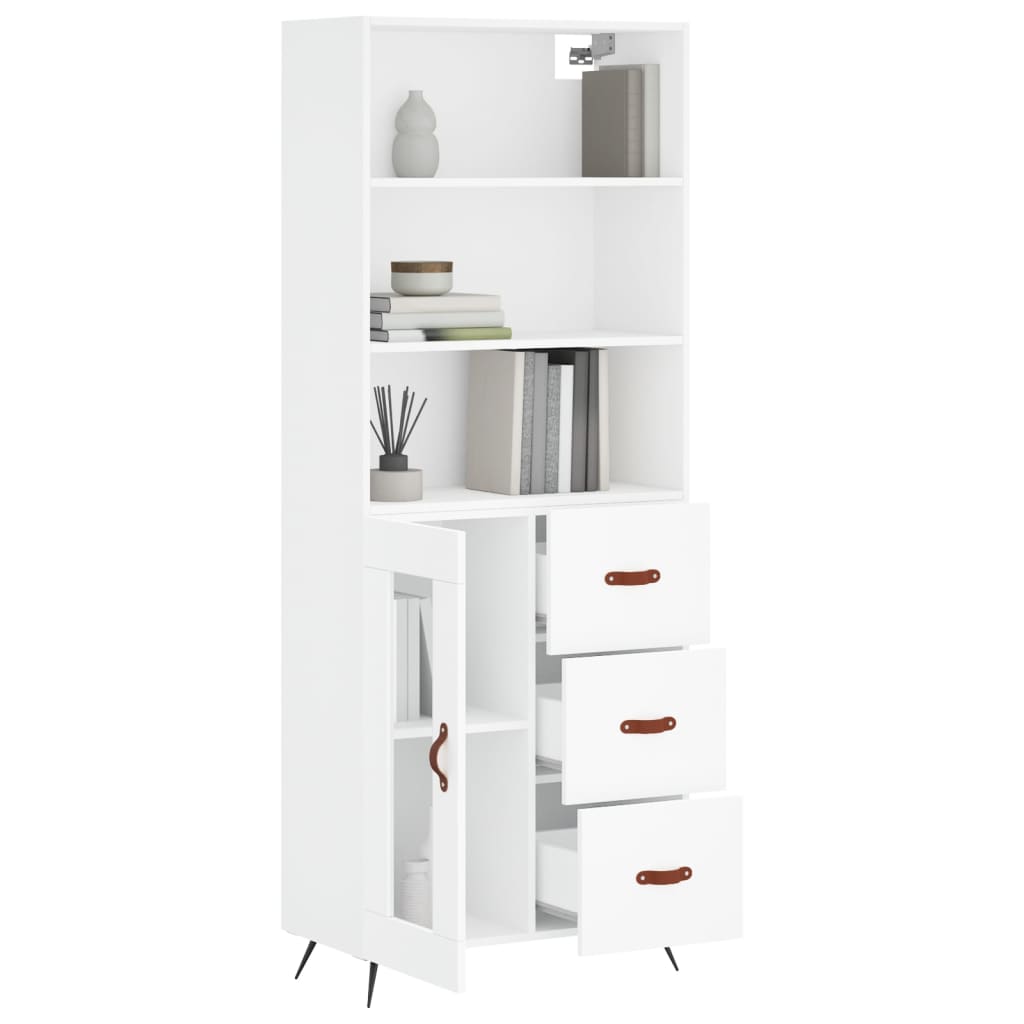 vidaXL Hoge kast 69,5x34x180 cm bewerkt hout wit afbeelding