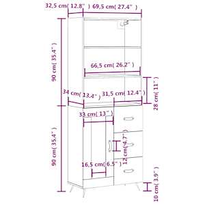 Skříň highboard bílá 69,5 x 34 x 180 cm kompozitní dřevo - obrázek 14