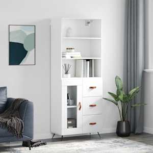 Skříň highboard bílá 69,5 x 34 x 180 cm kompozitní dřevo - obrázek 1