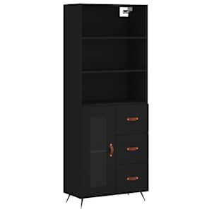 Skříň highboard černá 69,5 x 34 x 180 cm kompozitní dřevo - obrázek 2