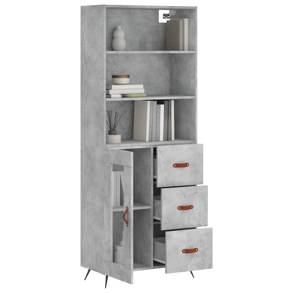 Thumbnail - vidaXL Highboard Betongrau 69,5x34x180 cm Holzwerkstoff