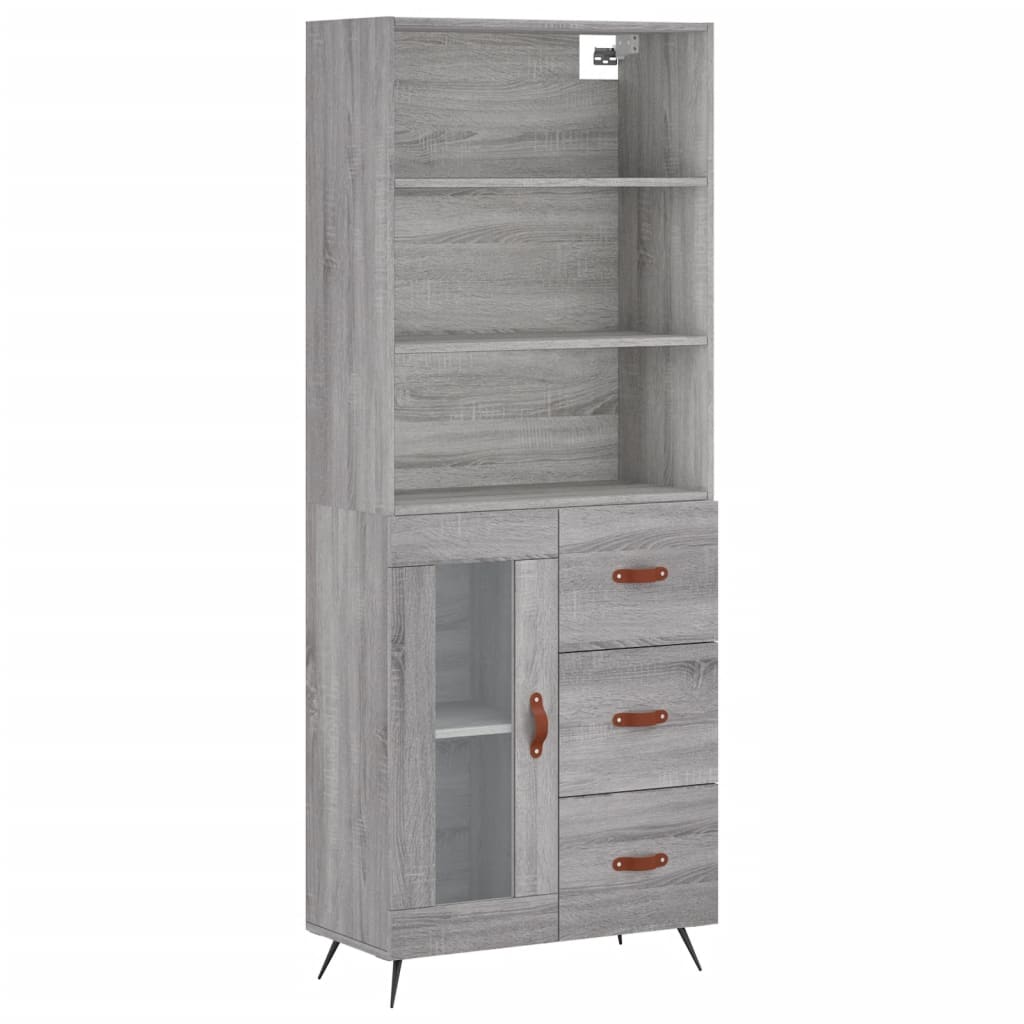 vidaXL Skříň highboard šedá sonoma 69,5 x 34 x 180 cm kompozitní dřevo