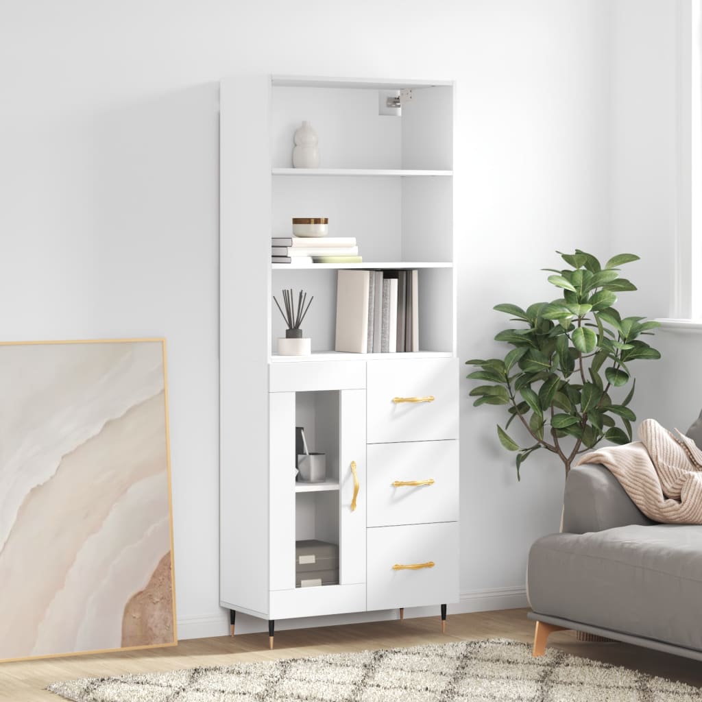 Skříň highboard bílá 69,5 x 34 x 180 cm kompozitní dřevo