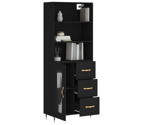 vidaXL Buffet haut Noir 69,5x34x180 cm Bois d'ing&eacute;nierie