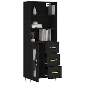 vidaXL Buffet haut Noir 69,5x34x180 cm Bois d'ing&eacute;nierie