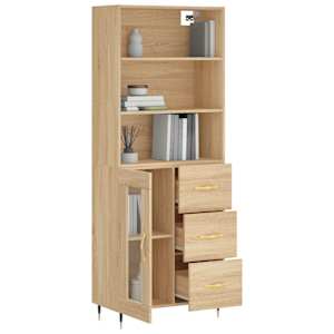 vidaXL Висок шкаф, дъб сонома, 69,5x34x180 см, инженерно дърво