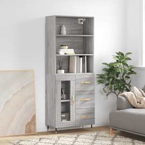 Skříň highboard šedá sonoma 69,5 x 34 x 180 cm kompozitní dřevo - obrázek 1