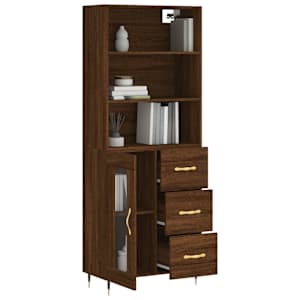Skříň highboard hnědý dub 69,5 x 34 x 180 cm kompozitní dřevo - obrázek 3