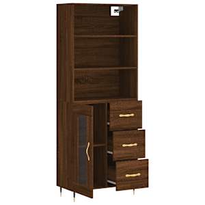 Skříň highboard hnědý dub 69,5 x 34 x 180 cm kompozitní dřevo - obrázek 4