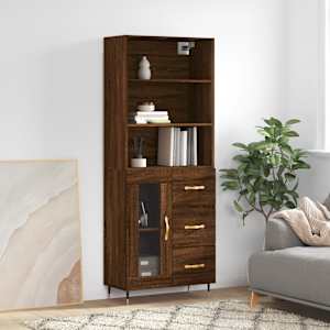 Skříň highboard hnědý dub 69,5 x 34 x 180 cm kompozitní dřevo - obrázek 1