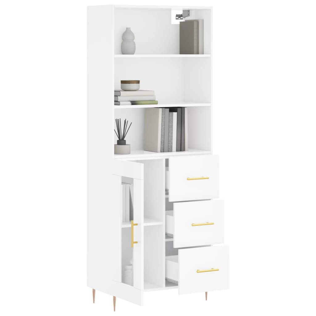 vidaXL Hoge kast 69,5x34x180 cm bewerkt hout wit afbeelding