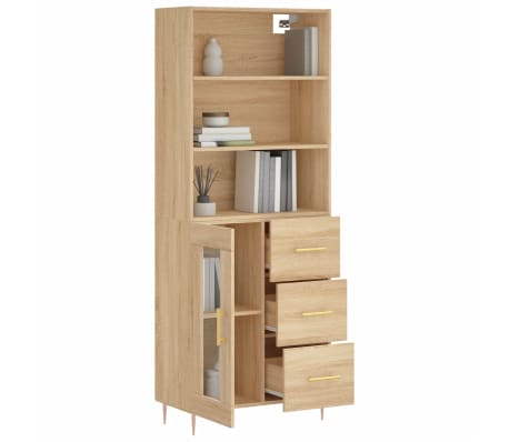 vidaXL Highboard Sonoma Oak 69.5x34x180 cm Engineered Wood
