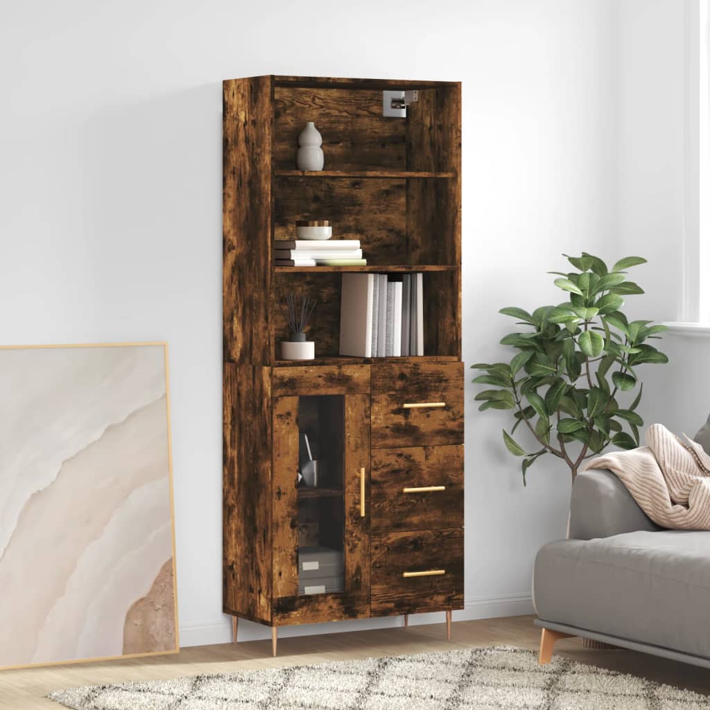 vidaXL Highboard Räuchereiche 69,5x34x180 cm Holzwerkstoff