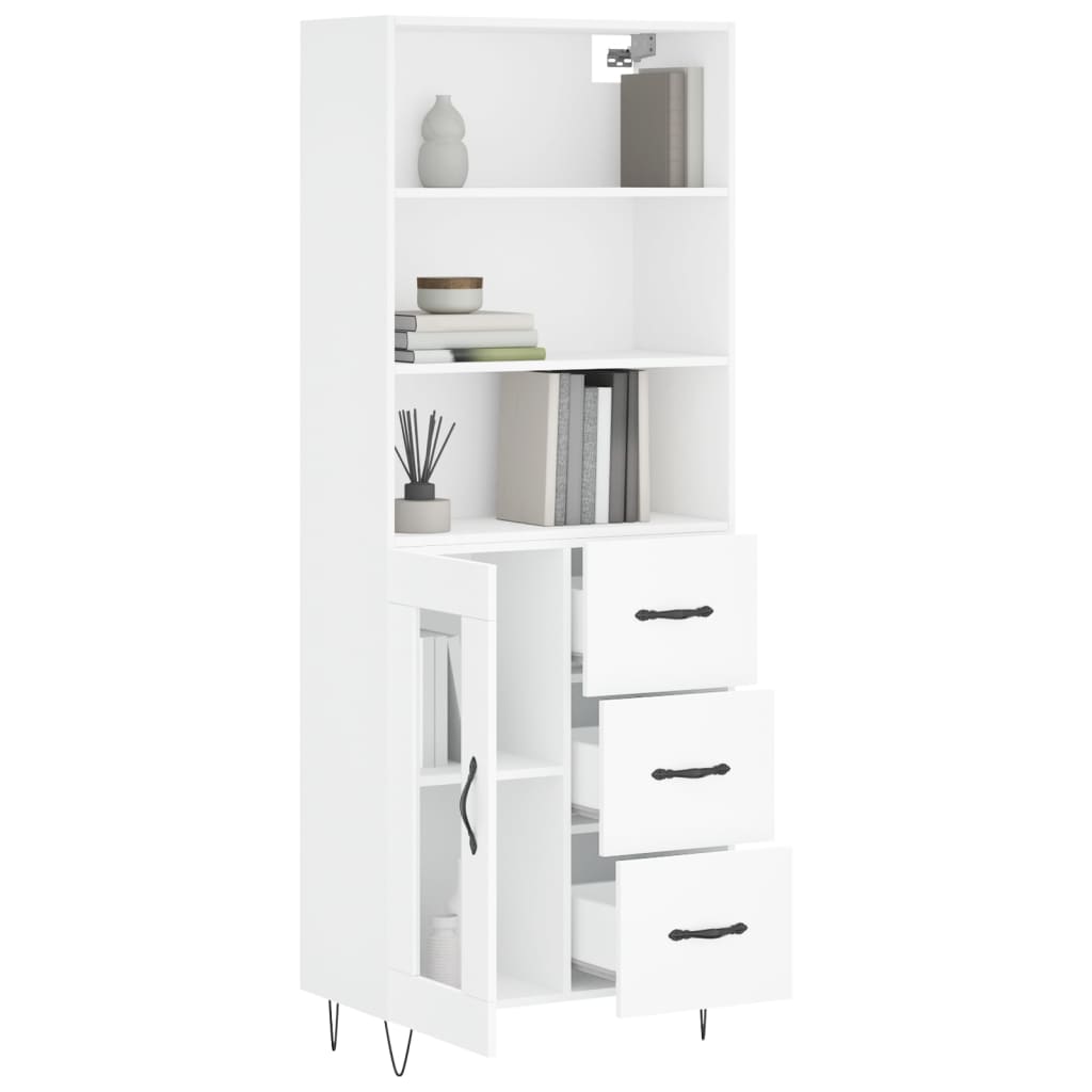 vidaXL Hoge kast 69,5x34x180 cm bewerkt hout wit afbeelding
