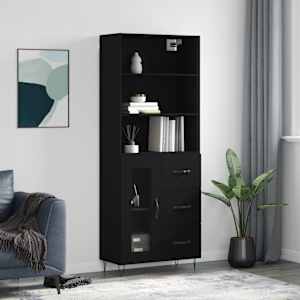 Skříň highboard černá 69,5 x 34 x 180 cm kompozitní dřevo - obrázek 1