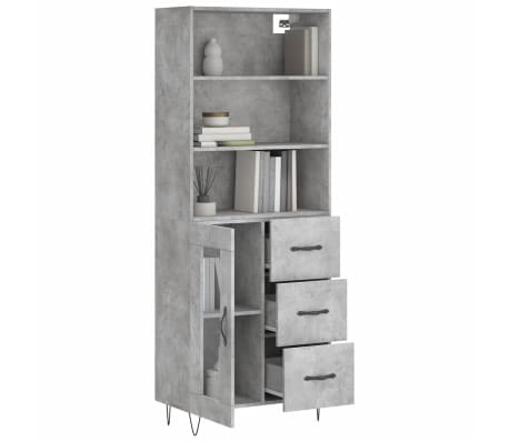 vidaXL Skř&iacute;ň highboard betonově &scaron;ed&aacute; 69,5x34x180 cm kompozitn&iacute; dřevo