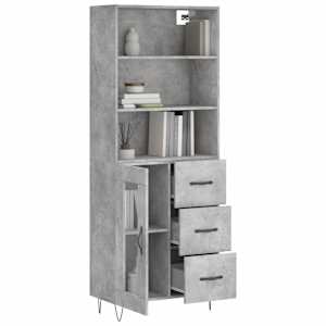 vidaXL Skř&iacute;ň highboard betonově &scaron;ed&aacute; 69,5x34x180 cm kompozitn&iacute; dřevo