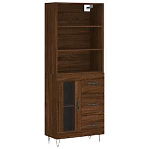 Skříň highboard hnědý dub 69,5 x 34 x 180 cm kompozitní dřevo - obrázek 2