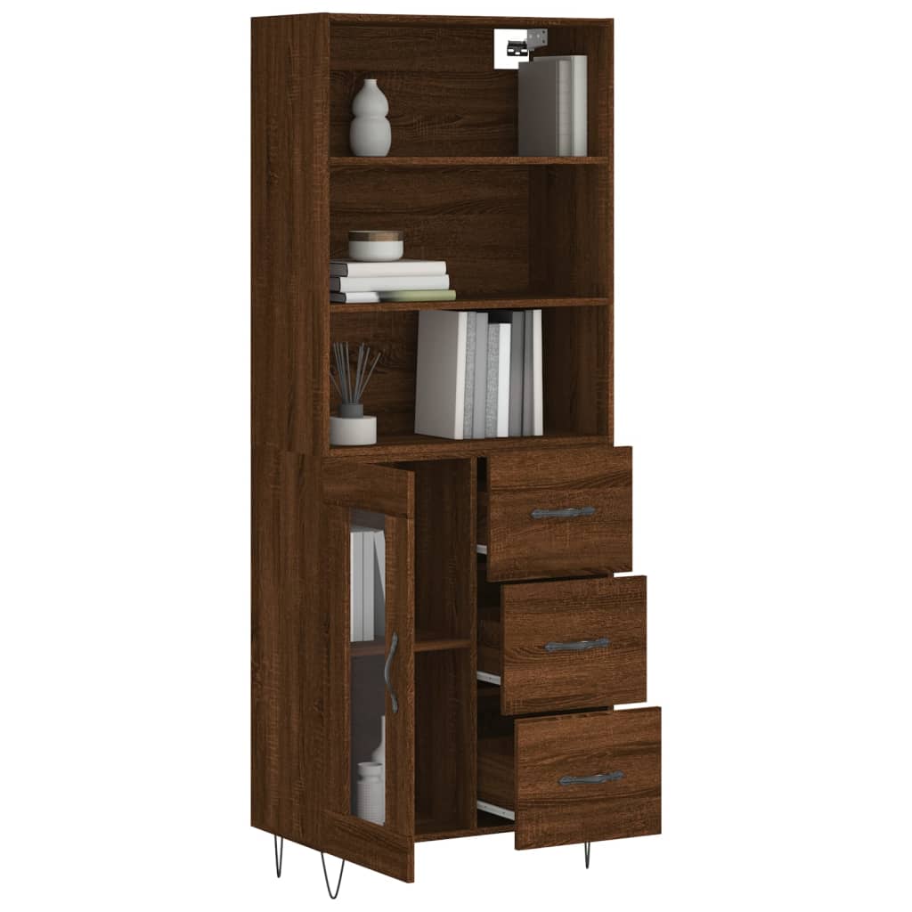 vidaXL Hoge kast 69,5x34x180 cm bewerkt hout bruin eikenkleur afbeelding