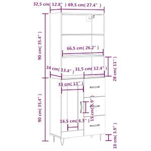 Skříň highboard hnědý dub 69,5 x 34 x 180 cm kompozitní dřevo - obrázek 14