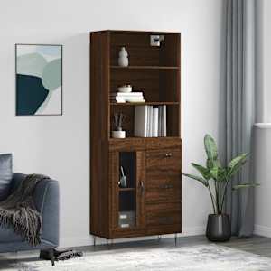 Skříň highboard hnědý dub 69,5 x 34 x 180 cm kompozitní dřevo - obrázek 1