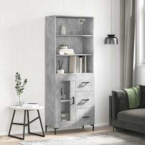 Skříň highboard betonově šedá 69,5x34x180 cm kompozitní dřevo - obrázek 1