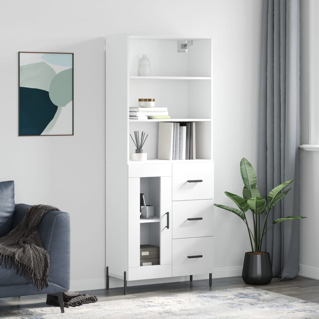 Skříň highboard bílá 69,5 x 34 x 180 cm kompozitní dřevo