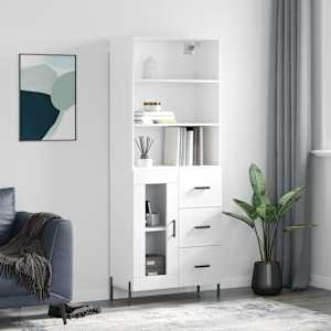 Skříň highboard bílá 69,5 x 34 x 180 cm kompozitní dřevo - obrázek 1