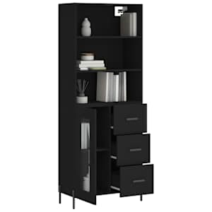 Skříň highboard černá 69,5 x 34 x 180 cm kompozitní dřevo - obrázek 3