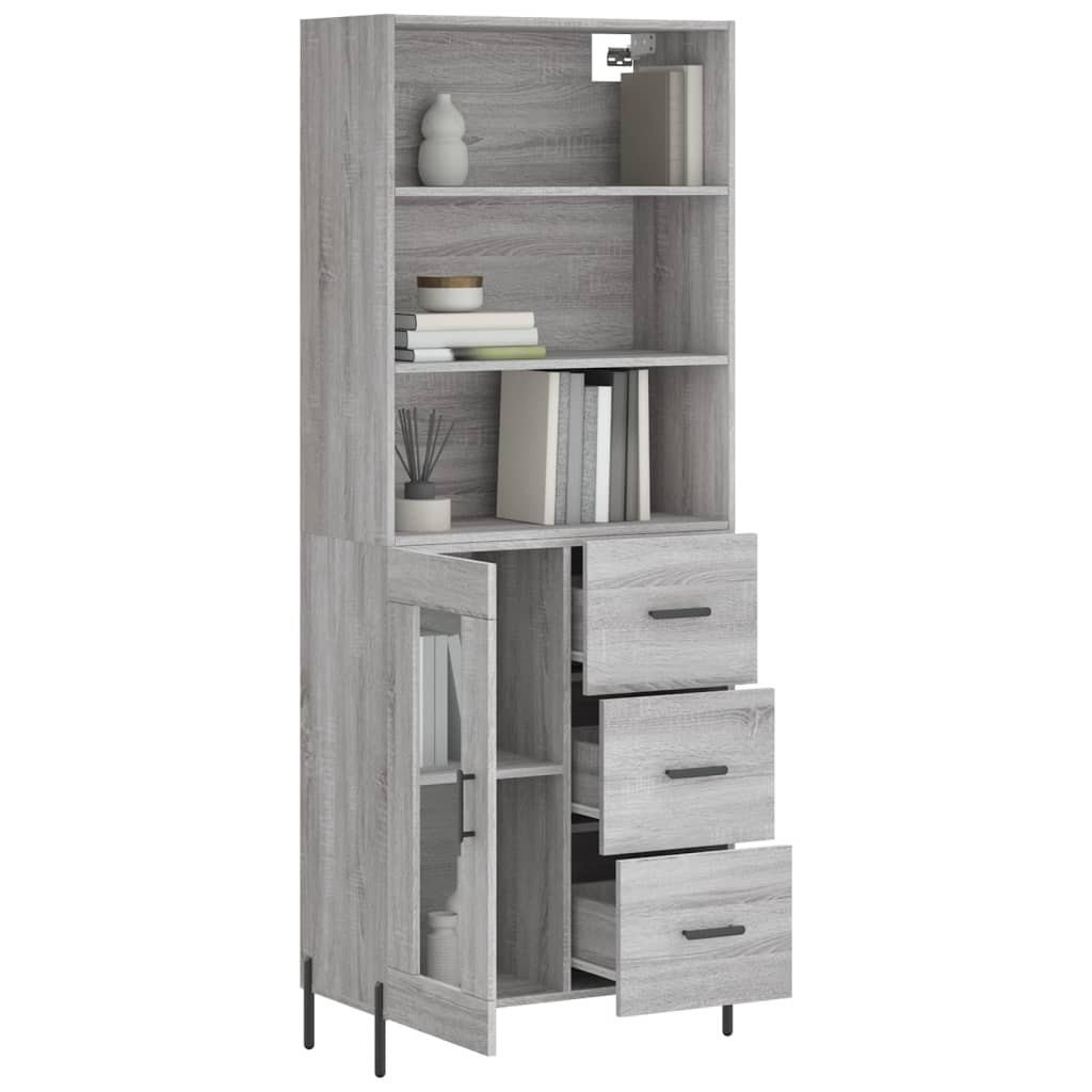 vidaXL Hoge kast 69,5x34x180 cm bewerkt hout grijs sonoma eikenkleurig afbeelding