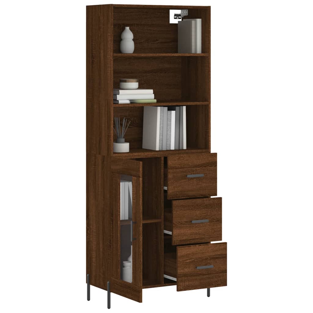 vidaXL Hoge kast 69,5x34x180 cm bewerkt hout bruin eikenkleur afbeelding