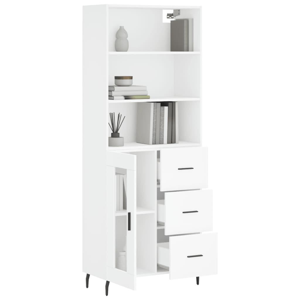 vidaXL Hoge kast 69,5x34x180 cm bewerkt hout wit afbeelding