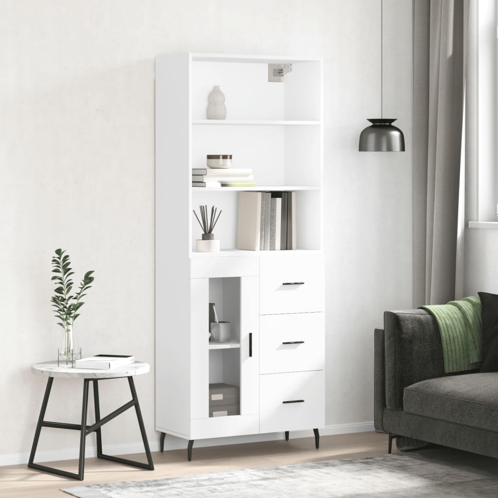 Skříň highboard bílá 69,5 x 34 x 180 cm kompozitní dřevo