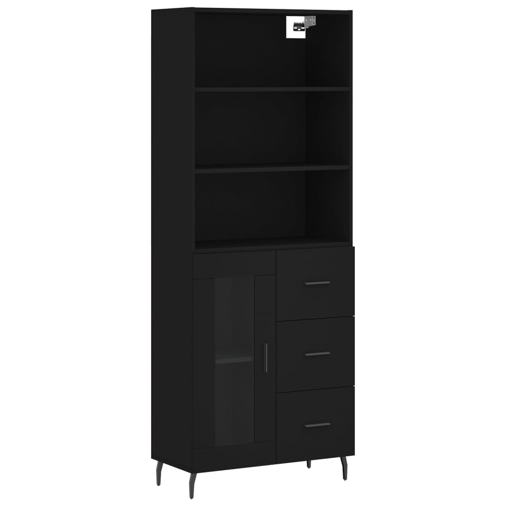 vidaXL SkĹ™Ă­Ĺ� highboard ÄŤernĂˇ 69,5 x 34 x 180 cm kompozitnĂ­ dĹ™evo