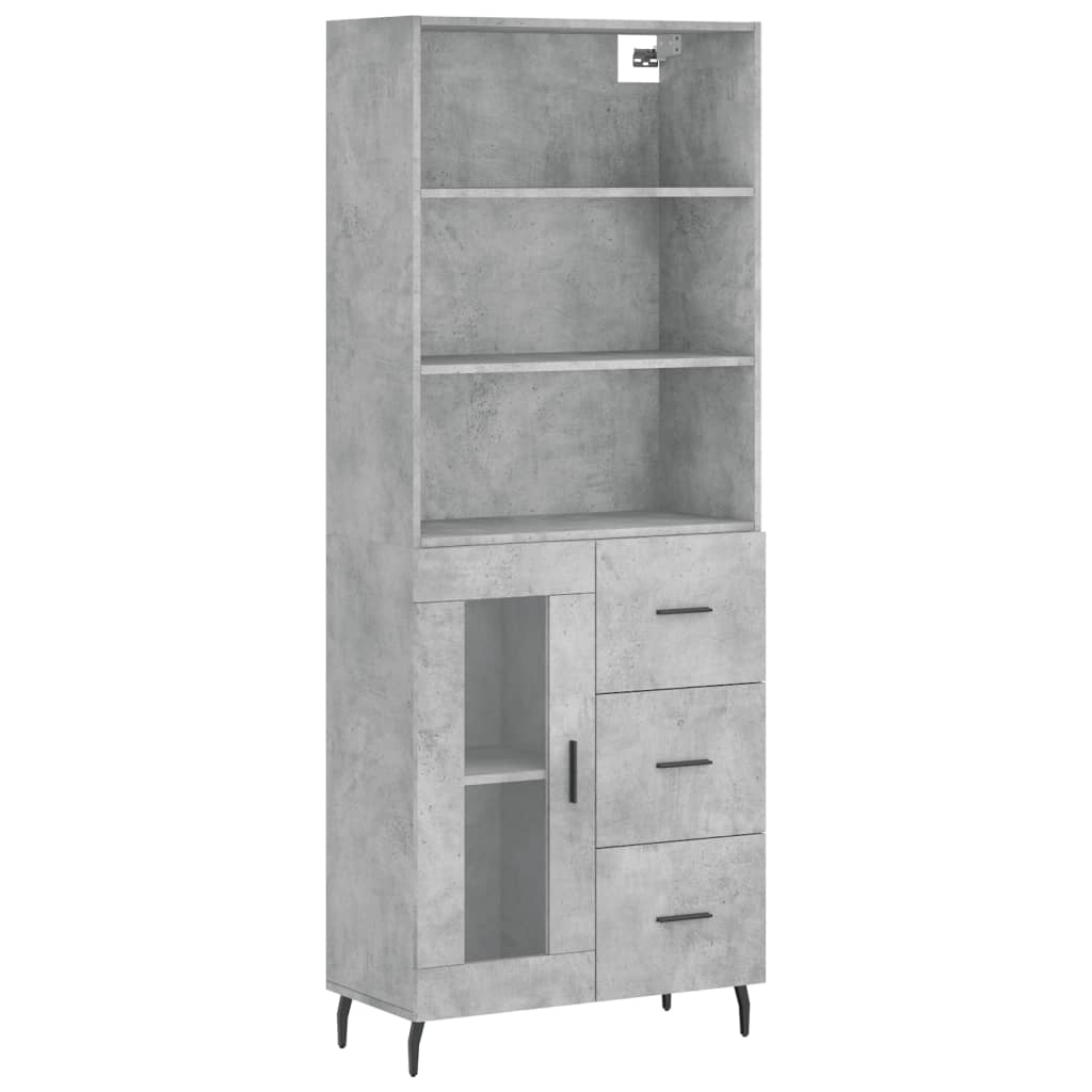 Thumbnail - vidaXL Highboard Betongrau 69,5x34x180 cm Holzwerkstoff