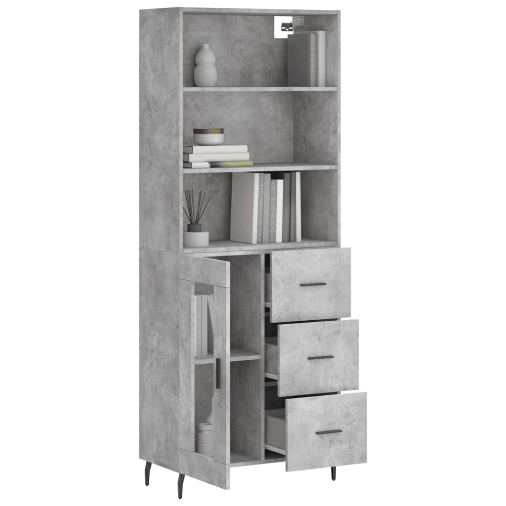 Thumbnail - vidaXL Highboard Betongrau 69,5x34x180 cm Holzwerkstoff