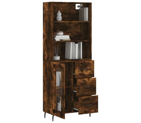 vidaXL Buffet haut Chêne fumé 69,5x34x180 cm Bois d'ingénierie