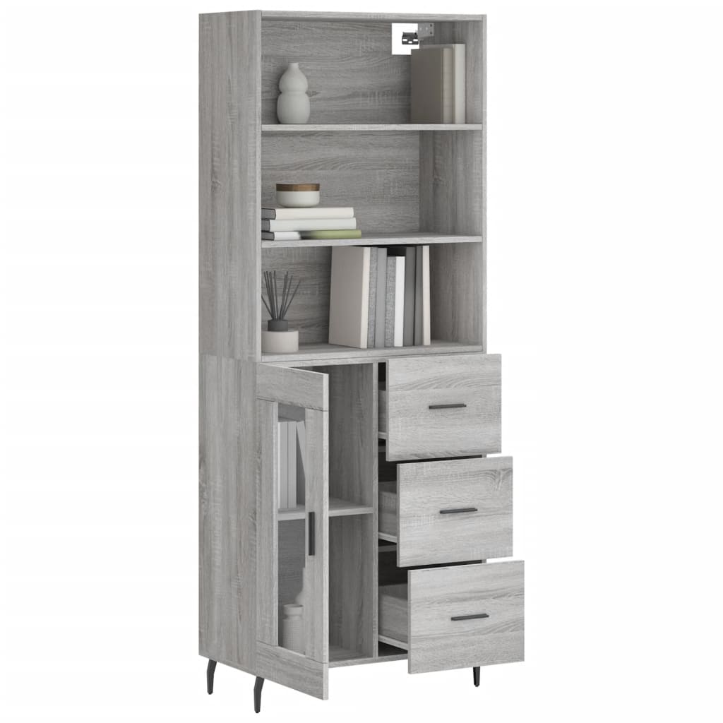 vidaXL Hoge kast 69,5x34x180 cm bewerkt hout grijs sonoma eikenkleurig afbeelding