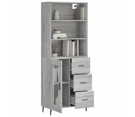 vidaXL Skříň highboard šedá sonoma 69,5 x 34 x 180 cm kompozitní dřevo