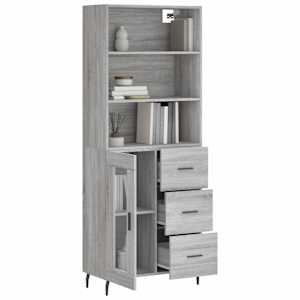 vidaXL Skříň highboard šedá sonoma 69,5 x 34 x 180 cm kompozitní dřevo