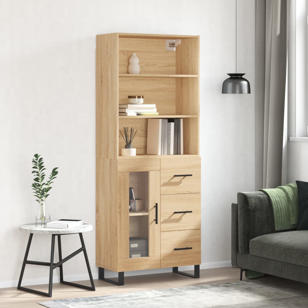 Skříň highboard dub sonoma 69,5 x 34 x 180 cm kompozitní dřevo