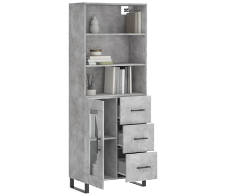vidaXL Dulap &icirc;nalt, gri beton, 69,5x34x180, lemn compozit