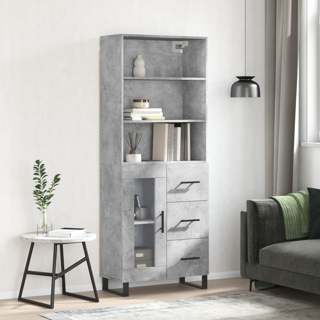 Skříň highboard betonově šedá 69,5x34x180 cm kompozitní dřevo