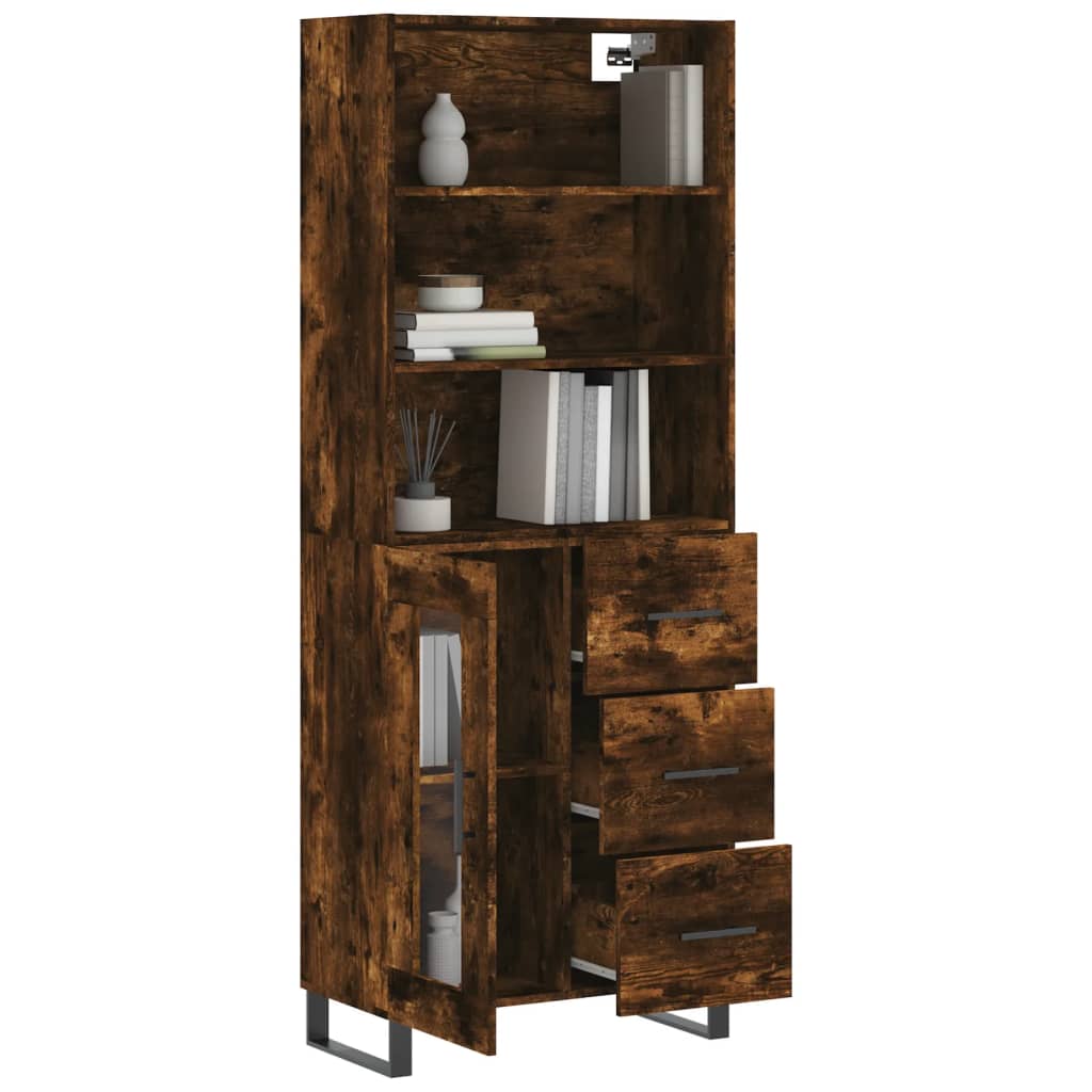 vidaXL Buffet haut Chêne fumé 69,5x34x180 cm Bois d'ingénierie